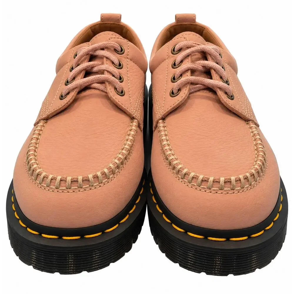 Dr. Martens Lowell Lace-Up Shoes Women 9 Pink Nubuck Leather Moc Toe Casual NWOB